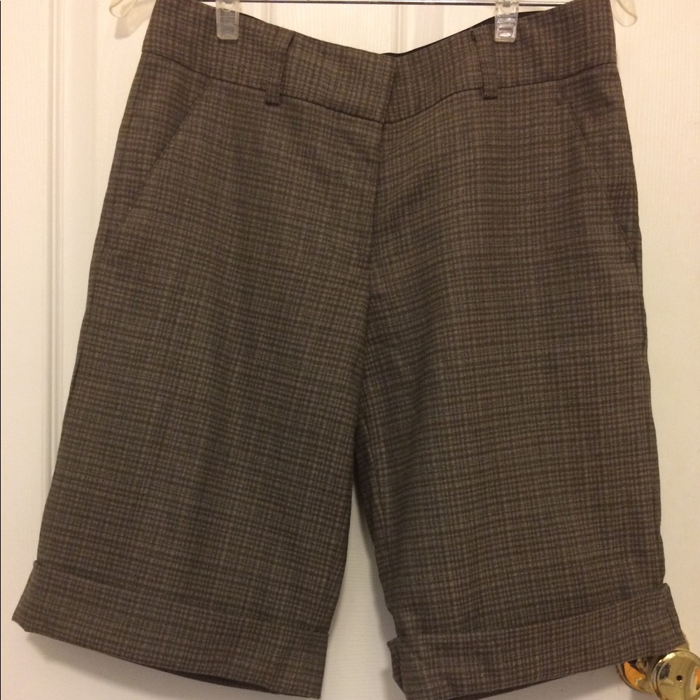 DKNY Womens Size 4 Brown Plaid Bermuda Shorts